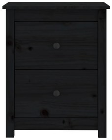 Κομοδίνο Μαύρο 50 x 35 x 61,5 εκ. από Μασίφ Ξύλο Πεύκου - Μαύρο