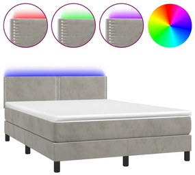 ΚΡΕΒΑΤΙ BOXSPRING ΜΕ ΣΤΡΩΜΑ&amp;LED ΑΝ. ΓΚΡΙ 140X190 ΕΚ. ΒΕΛΟΥΔΙΝΟ 3134339