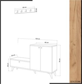 Έπιπλο Εισόδου & Κρεμάστρα (Σετ) A-G Fijel 811MDD4131 Oak/White