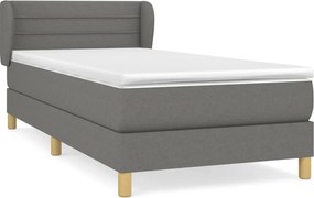 vidaXL Κρεβάτι Boxspring με Στρώμα Σκούρο Γκρι 100x200 εκ. Υφασμάτινο
