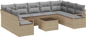 vidaXL Σετ Καναπέ με μαξιλάρι 10 pcs Μπεζ συνθετικό ρατάν