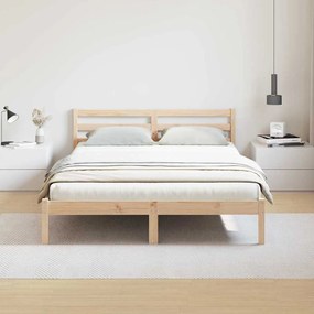 vidaXL Κρεβάτι με κεφαλάρι Καφέ 220 x 140 cm Μασίφ ξύλο πεύκου