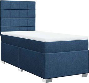 vidaXL Κρεβάτι Boxspring με Στρώμα Μπλε 90x200 εκ.Υφασμάτινο
