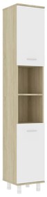 vidaXL Στήλη Μπάνιου Λευκό/Sonoma Δρυς 30 x 30 x 179 εκ. Μοριοσανίδα