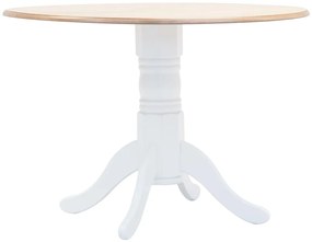 vidaXL Τραπεζαρία Λευκή/Καφέ 106 εκ. από Μασίφ Ξύλο Καουτσουκόδεντρου