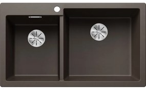 Blanco Pleon 9 Δ Coffee SILGRANIT™ PuraDur™ Γρανιτένιος Νεροχύτης Ένθετος με 2 Γούρνες 86x50cm