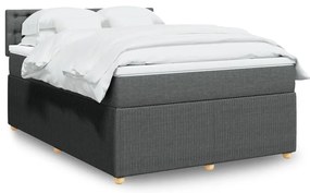 vidaXL Κρεβάτι Boxspring με Στρώμα Σκούρο Γκρι 140x200 εκ Υφασμάτινο