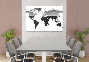 Εικόνα στον παγκόσμιο χάρτη φελλού σε ασπρόμαυρο σχέδιο - 120x80  peg