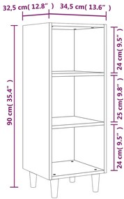 vidaXL Ντουλάπι Γκρι sonoma 34,5x32,5x90εκ. από Επεξεργασμένο Ξύλο