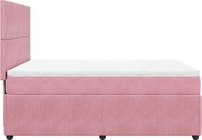 vidaXL Κρεβάτι Boxspring με Στρώμα Ροζ 140x190 εκ. Βελούδινο