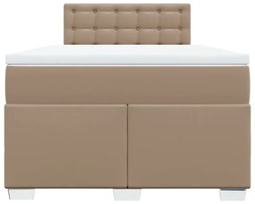 vidaXL Κρεβάτι Boxspring με Στρώμα Καπουτσίνο 120x200εκ.από Συνθ.Δέρμα