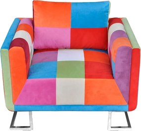 vidaXL Πολυθρόνα Cube με Σχέδιο Patchwork και Πόδια Χρωμίου Υφασμάτινη