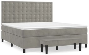 vidaXL Κρεβάτι Boxspring με Στρώμα Ανοιχτό Γκρι 160x200 εκ. Βελούδινο