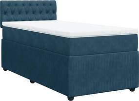 vidaXL Κρεβάτι Boxspring με Στρώμα Μπλε 90x200 εκ. Βελούδινο