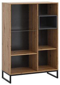 Βιτρίνα Providence J107, Άσπρο, Artisan βελανιδιά, Με πόρτες, Ο αριθμός των θυρών: 2, 130x90x40cm, 43 kg | Epipla1.gr