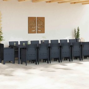 vidaXL Σετ Τραπεζαρίας Κήπου με Μαξιλάρια 17 pcs Ανθρακί PP