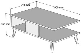 ΤΡΑΠΕΖΙ ΣΑΛΟΝΙΟΥ ΜΕ ΡΑΦΙ GUNNEZ  ΛΕΥΚΟ-NATURAL 90x54x35,5 εκ.