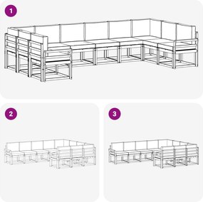 vidaXL Σειρά Καναπέ Εξωτερικού με μαξιλάρι 10 pcs Λευκό και Μπεζ
