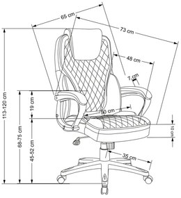 Καρέκλα γραφείου Houston 1528, Μαύρο, Γκρι, 113x65x73cm, 17 kg, Με ρόδες, Με μπράτσα, Μηχανισμός καρέκλας: Κλίση | Epipla1.gr