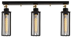 Φωτιστικό Οροφής - Πλαφονιέρα Likya 525NOR1472 63x29cm 3xE27 40W Black-Gold Opviq