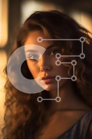 Intra Συλλεκτικό Ξύλινο Παζλ Plywood 4mm - Εκπληκτική εικόνα μιας στοχαστικής γυναίκας στα μπλε Σε Ξύλινο Κουτί - Διαστάσεις Puzzle: 10x10 cm – 25 κομμάτια