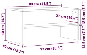 Έπιπλο Τηλεόρασης Αρτισιανή Δρυς 80x40x40 εκ Επεξ. Ξύλο - Καφέ