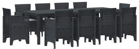 vidaXL Σέτ φαγητού για κήπο 11 pcs Ανθρακί Πολυπροπυλένιο