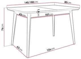 Τραπέζι Racine 122, Καφέ, 76x80x140cm, 33 kg, Επιμήκυνση, Ινοσανίδες μέσης πυκνότητας, Ξύλο, Ξύλο: Οξιά | Epipla1.gr