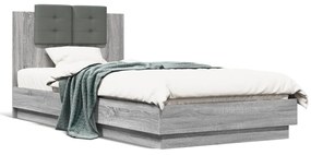 Πλαίσιο Κρεβατιού με Κεφαλάρι Γκρι Sonoma 100x200εκ. Επεξ. Ξύλο