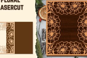 Intra απο ξύλο plywood  Χρώμα wenge 3mm-4mm πάχος - Κορνίζα Photo Floral Lasercut Δίασταση 20x25 cm INTRAFABR-84288561