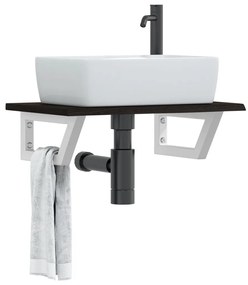 Ράφι Νιπτήρα Τοίχου από Ατσάλι / Μασίφ Ξύλο Δρυός