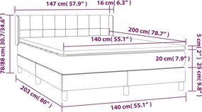 vidaXL Κρεβάτι Boxspring με Στρώμα Κρεμ 140x200 εκ. Υφασμάτινο