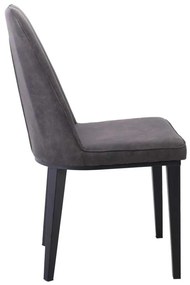 Καρέκλα CASTER Μεταλλική Βαφή Μαύρη/PU Ανθρακί 45x60x89cm (Σετ 6 ΤΕΜ)