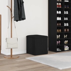 vidaXL Παγκάκι Αποθήκευσης Μαύρος Δρυός 42x42x45 εκ. Μασίφ Ξύλο