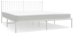 vidaXL Πλαίσιο Κρεβατιού με Κεφαλάρι Λευκό 183 x 213 εκ. Μεταλλικό