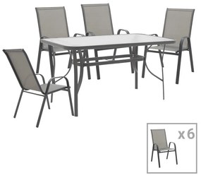 Σετ κήπου Tραπεζαρία Calan-Ensure σετ 7τεμ σκούρο ανθρακί μέταλλο και textilene ανθρακί 140x80x70εκ 140x80x70 εκ.