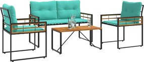 vidaXL Σετ Εξωτερικών Επίπλων με μαξιλάρι 4 pcs Τιρκουάζ