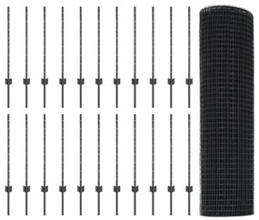 vidaXL Τεντώτο με στήριγμα Γκρι 0,8 x 50 μ Χάλυβας και PVC