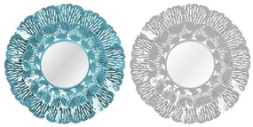 Τοίχο καθρέφτη DKD Home Decor Μπλε Λευκό Κοράλι Μεσογείακός 60 x 7 x 60 cm (x2) (2 Τεμάχια)