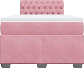 vidaXL Κρεβάτι Boxspring με Στρώμα Ροζ 120x190 εκ. Βελούδινο