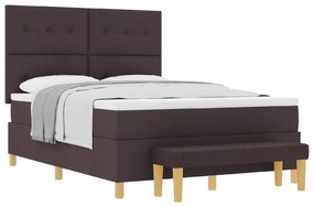 vidaXL κρεβάτι Box Spring με στρώμα & πάγκο  Καφέ 160x200 εκ. Υφασμάτινο