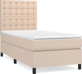 vidaXL Κρεβάτι Boxspring με Στρώμα Καπουτσίνο 80x200 εκ. Συνθ. Δέρμα