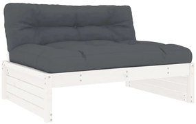 vidaXL Σαλόνι Κήπου Σετ 6 Τεμαχίων Λευκό από Μασίφ Ξύλο με Μαξιλάρια