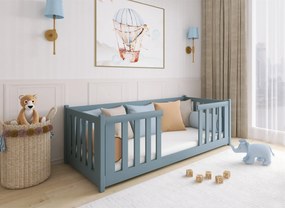 Kρεβάτι Montessori Junior με Κάγκελα 47,5cm από μασίφ ξύλο Grey  90×200cm (Δώρο 10% Έκπτωση στο Στρώμα)