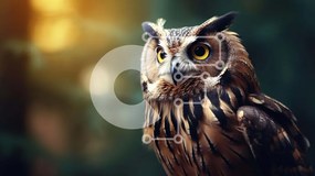 Intra Συλλεκτικό Ξύλινο Παζλ Plywood 4mm - Μεγάλη κουκουβάγια στο δάσος με ορθάνοιχτα μάτια Σε Ξύλινο Κουτί - Διαστάσεις: 10x10 cm – 25 κομμάτια