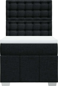 vidaXL Κρεβάτι Boxspring με Στρώμα Μαύρο 80 x 200 εκ. Υφασμάτινο