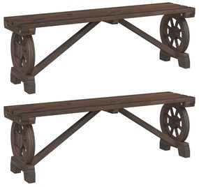 vidaXL Παγκάκια Κήπου 2 τεμ. από Μασίφ Ξύλο Ελάτης