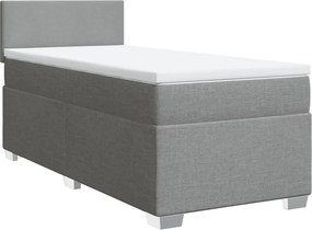 vidaXL Κρεβάτι Boxspring με Στρώμα Ανοιχτό Γκρι 100x200 εκ. Υφασμάτινο