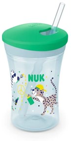 Ποτηράκι Παιδικό Action Cup 10751136 Με Καλαμάκι 230ml 12 Μηνών Green Nuk 230ml Plastic