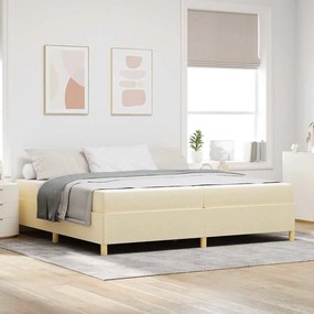 vidaXL Κρεβάτι με ελατήρια Λευκό και Κρέμα 200 x 200 cm ύφασμα